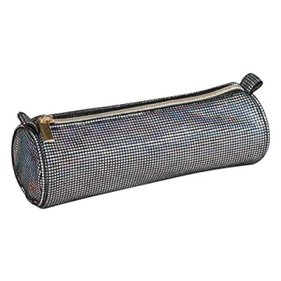 Image of Clairefontaine Ref 420023C Fantasy Disco Round Pencil Case 7X22Cm 22 x 7cm, Made From Polypropylene, Metal Zip &amp; Pull Tab Black Colour