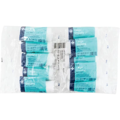 Image of Reliance Medical Large HSE Dressing Bandage Sterile, Individually Wrapped, Ideal for Refilling First Aid Kits and Ensuring Optimal Wound Care, 18 cm x cmPack of 10