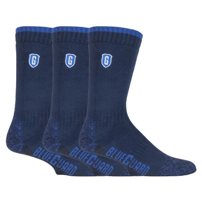 Image of Blueguard 3 Pair Multipack Ultra Durable Work Socks for Steel Toe Boots Mens &amp; Womens Long Lasting Heavy Duty (6 8, Blue)