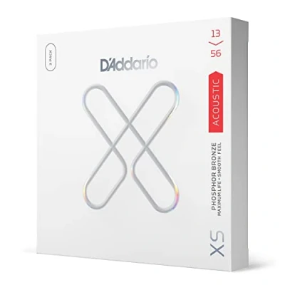 Image of D&#039;Addario Guitar Strings XS Phosphor Bronze Coated Acoustic XSAPB1356 3P Maximum Life with Smooth Feel &amp; Exceptional Tone For 6 String Guitars 13 56 Medium, 3 Pack