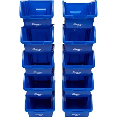 Image of The Workplace Depot Plastic Storage Bins Nesting Stackable Small Parts Containers Blue Pack of 10 127(H) x 150(W) mm