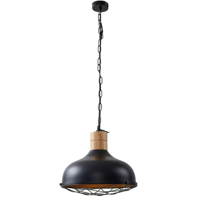 Image of Lindby pendant light Olbi, black, rubber tree, length 41.5 cm