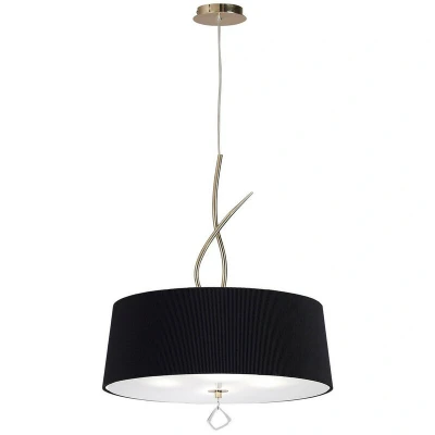 Image of Mara Pendant 4 Light E27 Round, French Gold Black Shade