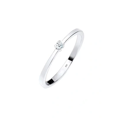 Image of Elli DIAMONDS Ring Women Engagement Solitaire Diamond (0.03 ct.) in 925 Sterling Silver