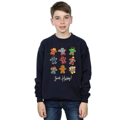 Image of Marvel Boys Gingerbread Avengers Sweatshirt Navy Blue 3 4 Years