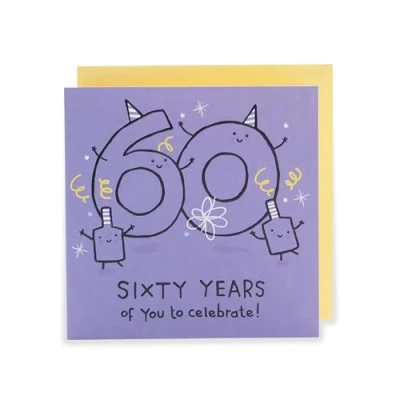 Image of UK Greetings 60th Birthday Card for Him/Her/Friend Purple Design