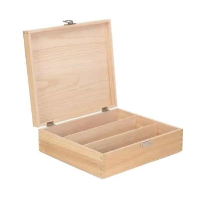 Image of Three Bottle Clear Varnish Wooden Box