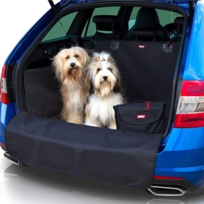 Image of Bartstr Car Boot Protector for Dogs XXL, Heavy Duty, Non Slip Liner and Pets Washable Dog Mats Seat Cover Black