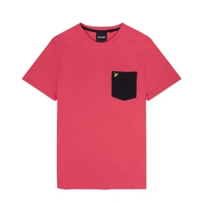 Image of Lyle &amp; Scott Contrast Pocket T Shirt Electric Pink/Dark Navy M