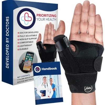 Image of Dr. Arthritis Doctor Developed Thumb Brace Splint for Right Hand/Left (Black, Single)