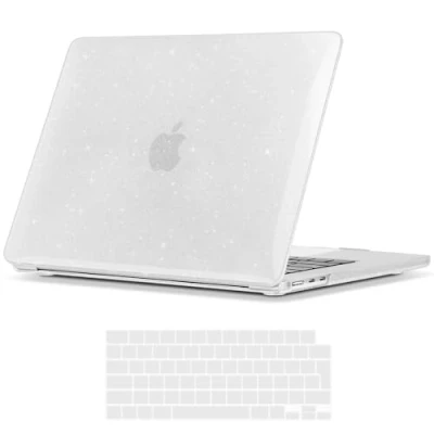 Image of iNeseon Case Compatible with 2023 2024 MacBook Air 15 inch M3 A3114 M2 A2941, Plastic Slim Hard Shell Cover + Keyboard for 15, Clear Shiny