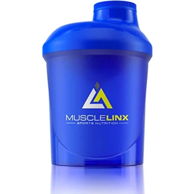 Image of Musclelinx Sports Nutrition Protein shaker screw top 100% LEAK PROOF drinks bottle 400ml by Musc (Blue 400ml)