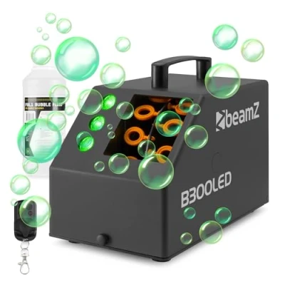 Image of beamz B300LED Compact Bubble Machine, Blower with Wireless Remote Control, LED Lights and 1L Fluid