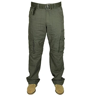 Image of KAM Mens 2 in 1 Trousers to Shorts Casual Cargo Combat Pockets Pants Charcoal Grey Free Belt 28 60 (30R)