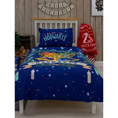 Image of HARRY POTTER CHRISTMAS JOYEUX Single Duvet Cover Reversible Two Sided Design Kids Bedding Set Includes Matching Pillow Case,135x200cm