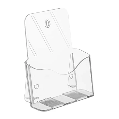 Image of Relaxdays Flyer Display, DIN A5, 1 Slot, Hang, Acrylic, Wall Prospectus Holder, Leaflet Stand, Transparent, 20 x 17.5 8.5 cm