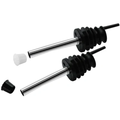 Image of Fackelmann Bottle Server Set of Stainless Steel/Pp, Silver/Black, 10 x 8 2.5 cm