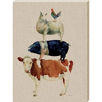 Image of Jane Bannon Farmyard Fun Canvas, Multicolour, 30 x 40cm