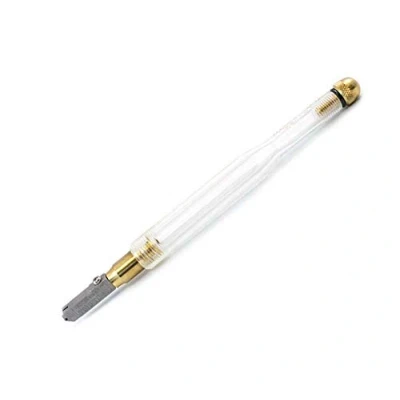 Image of TOYO Oil Glass Cutter Cutting Angle 138 Narrow Head Transparent Plastic Handle TC 1P