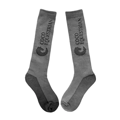Image of Oypla Coco Equestrian Light Grey Unisex Adult Breathable Knee High Long Boot Horse Riding Socks 1 Pair