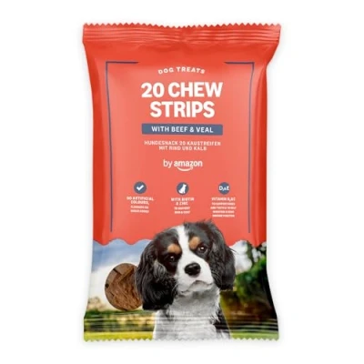 Image of by Amazon Dog Treats 20 Chew Strips with Beef &amp; Veal, 200g