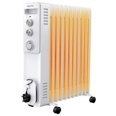Image of Emperial Oil Filled Radiator 11 Fins, Electric Portable 2500W Heater with Built in 24 Hour Timer, 3 Heat Settings, Adjustable Thermostat &amp; Safety Cut Off