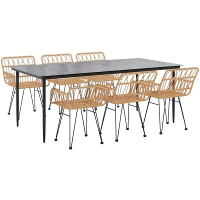 Image of Vidaxl 7 Piece Garden Dining Set Poly Rattan