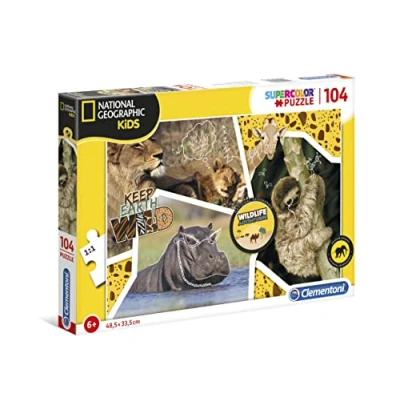 Image of Clementoni 27143 National Geographic Kids Wildlife Adventurer 104 pieces Made in Italy jigsaw puzzle children age 6+