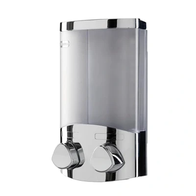 Image of Croydex Double Soap Dispenser, Shower Dispenser Wall Mounted, Lifts Off for Easy Refill, Gel Perfect Bathroom or Kitchen, Eliminates Clutter, All Fixings Included, Chrome