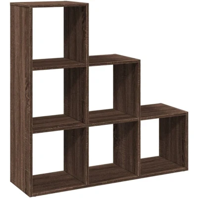 Image of vidaXL Room Divider Bookcase 3 Tier Shelf Brown Oak Engineered Wood 99x29x99cm Home Decor, Storage Organizer