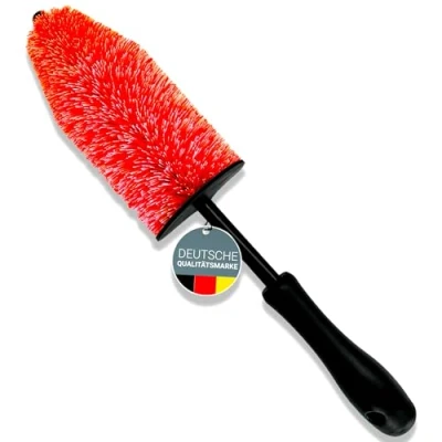 Image of Glart 44FB car rim brush for aluminium rims, steel cleaning &amp; care of rims like cleaner and devil without microfibre cloth, use. BEFORE tyre shine sealant