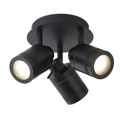 Image of Samson 3 Light IP44 Bathroom Spot Plate, Matt Black