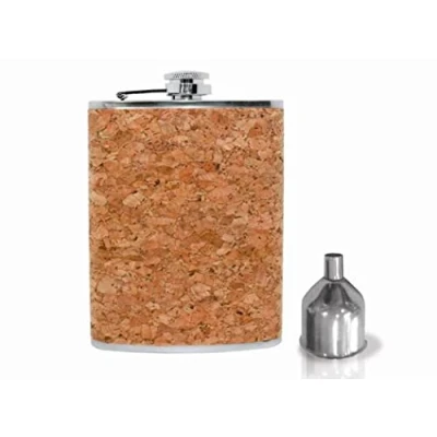 Image of Vin Bouquet FIA 292 cork flask with funnel. Natural 8 oz