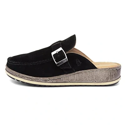 Image of Hush Puppies Women&#039;s Sorcha Mule Slide Sandal, Black Suede, 4 UK