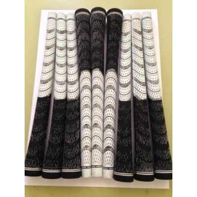 Image of New Set of 9 White and Black Dual Compound Golf Grips + Tape instructions