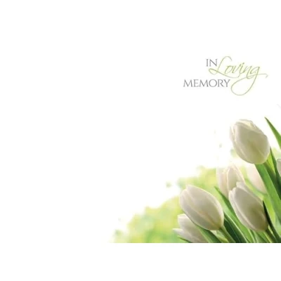 Image of Pack of 9 Large Sympathy Florist Message Cards In Loving Memory Design Choice (In Tulips)