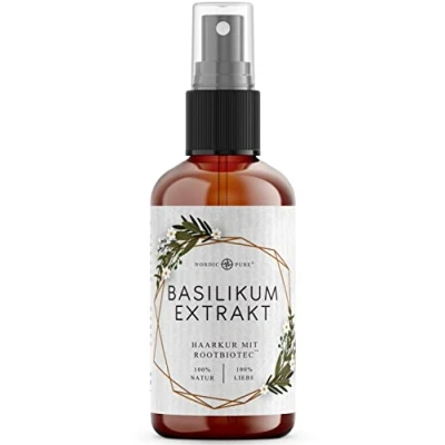 Image of Basil Extract Hair Treatment by Nordic Pure For Care of Thin, Dry &amp; Brittle Can Prevent Loss 100 ml