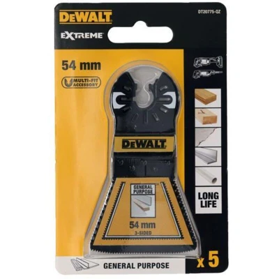 Image of Dewalt DT20775 QZ Bi metal 3 Sided Cutting Multitool Blade 54mm (5 Pack)