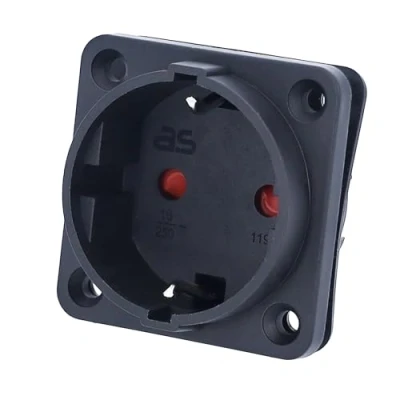 Image of as Schwabe Built in Socket 50 x mm Flange Dimensions Earthing Contact 230 V, 16 A For Installation IP20 Indoor Camping and Caravan Black 45081