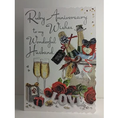 Image of Jonny Javelin Ruby Anniversary Wishes To My Wonderful Husband Card