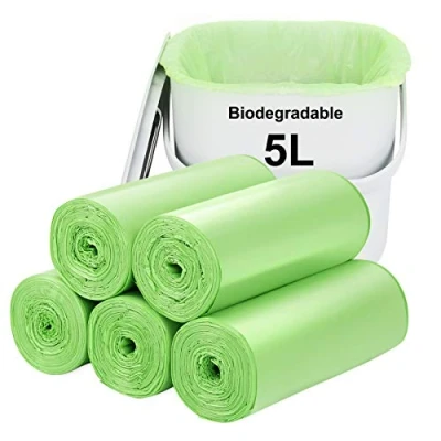 Image of Biodegradable Trash Bags 120PCS, Aievrgad 5L/1.2Gallon small Garbage bags/For Countertop Bin. Bin Liner/Trash/rubbish Bags, 100% Recycled,Tough, degradable, Compost for Food/household black