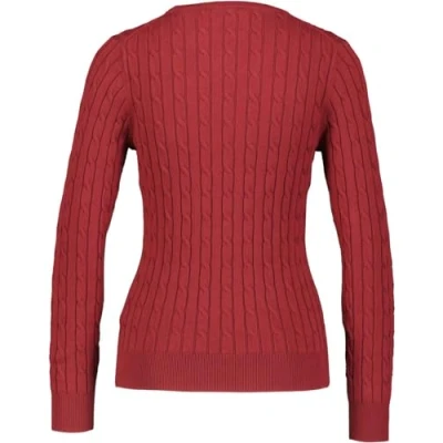 Image of GANT Womens Cotton Cable Knit Crew Neck Sweater Plumped Red M