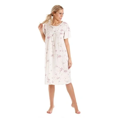Image of Ladies Short Sleeve Nightdress Jersey Polycotton Size UK 10 36 Plus (34/36, Lilac)
