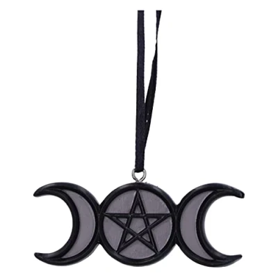Image of Nemesis Now Witching Wares Triple Moon Magic Hanging Ornament 7.5cm, Black, Resin, Wiccan Decoration, Cast in the Finest Resin