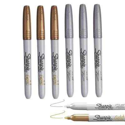 Image of Sharpie Metallic Permanent Markers Fine Point Gold and Silver 6 Count