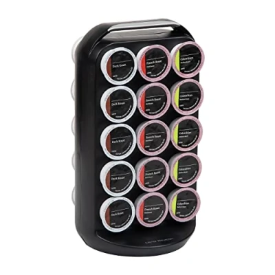 Image of Mind Reader CRS02 BLK Single Serve Storage Carousel, 30 Coffee Pod Capacity, Countertop Organizer, 6.25&quot; L x 6.75&quot; W 12.5&quot; H, Plastic, Black