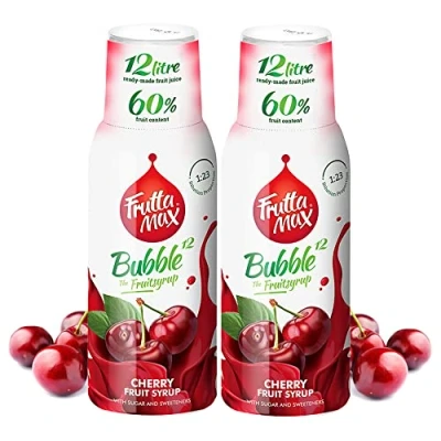 Image of 2 Pack FruttaMax Fruit Syrup Concentrate Less Sugar with 60% Content Suitable for soda Machine (2x500ml) (2 x Cherry)