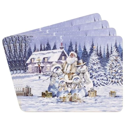 Image of Set of 4 Place Mats White Christmas Design
