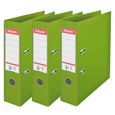 Image of Esselte N1 Set of 3 Power Lever Arch Files Back 75 mm Light Green