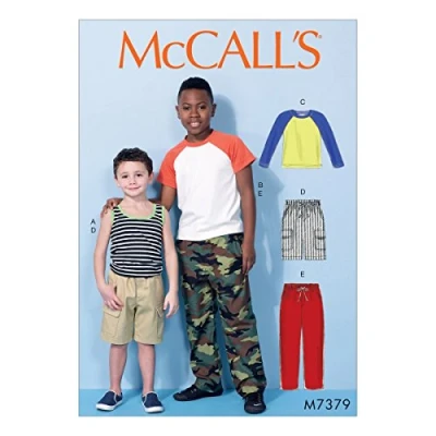 Image of Mccall&#039;s Patterns 7379, Children&#039;s/Boys Tops,Shorts and Pants,Sizes 3 6, Multi Colour, CCE (3 4 5 6)